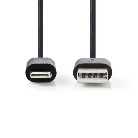 USB-Kabel  USB 2.0 | Apple Lightning 8-Pins | USB-A Male | 480 Mbps | 12 W | Vernikkeld | 2.00 m | Rond | PVC | Zwart