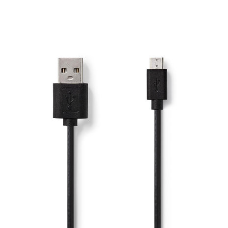 Nedis USB-Kabel  USB 2.0 | USB-A Male | USB Micro-B Male | 480 Mbps | 10 W | Vernikkeld | 0.50 m | Rond | PVC | Zwart