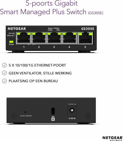 Netgear GS305E - Managed switch - 5 Poorts