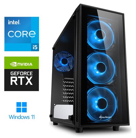 GAME PC Sharkoon TG4- Intel&reg; Core&trade; i5-10400 - 16GB DDR4 - NVIDIA&reg; GeForce RTX&trade; 3050 6GB - 1TB Opslag - m.2 SSD - W11 Pro