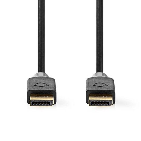 DisplayPort Male -&gt; Male | 8K@60Hz | Verguld | 2.00 m | Rond | PVC | Antraciet | Doos